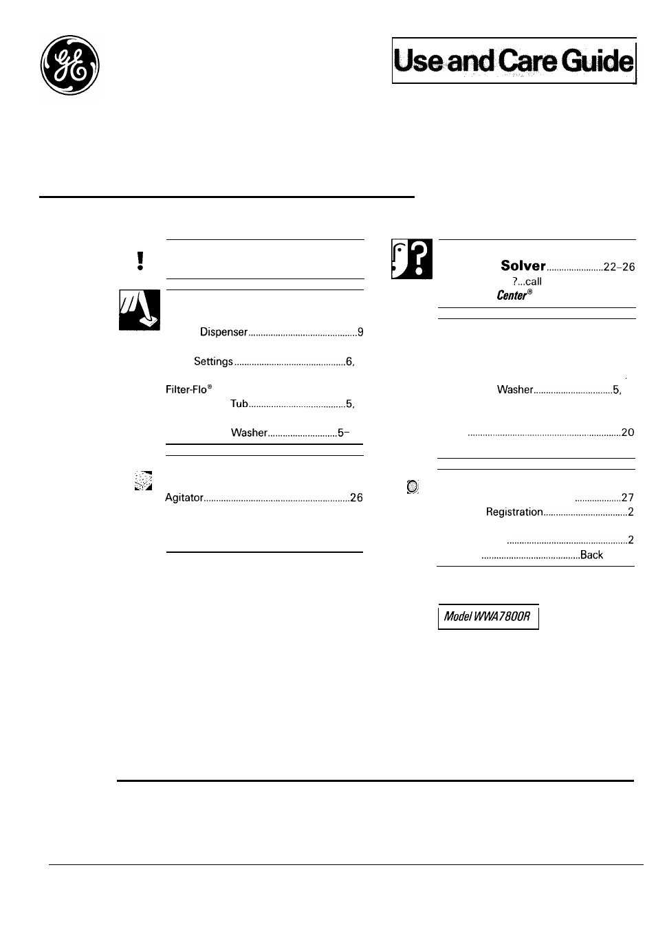 GE MODEL WA7800R User Manual | 28 pages