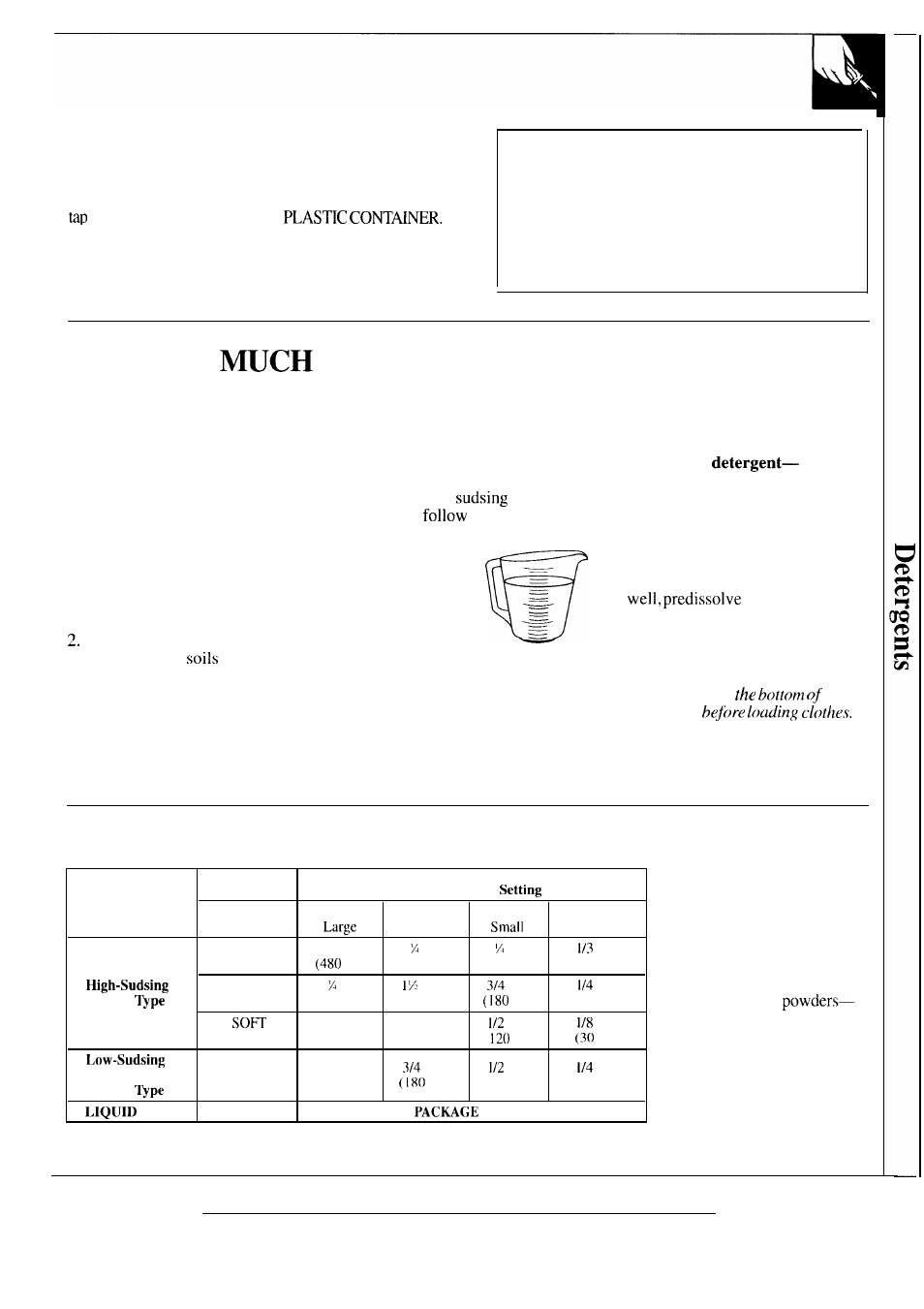 How detergent should you use, How to partially restore clothes cautions | GE MODEL WA7800R User Manual | Page 17 / 28