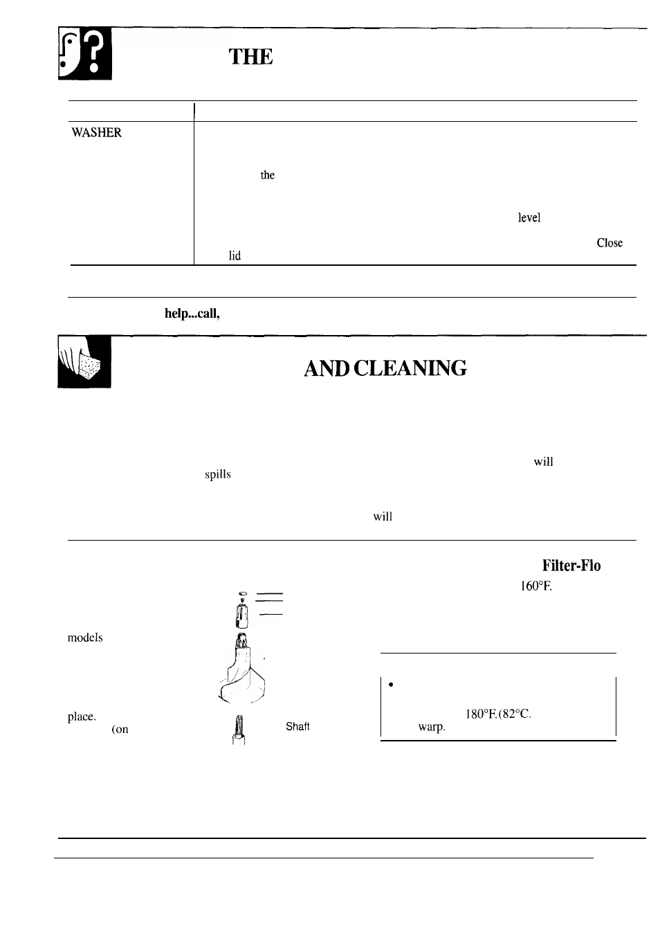 Care and cleaning, Limestone buildup ,26, Storage and vacation tips | User maintenance instructions, Problem solver, Care, How to remove the agitator | GE MODEL WA7800R User Manual | Page 26 / 28