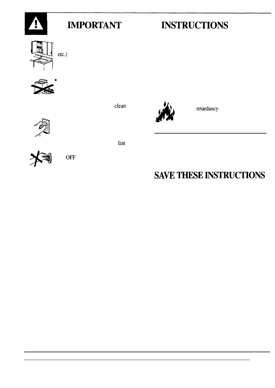 Safety, For washer operation | GE MODEL WA7800R User Manual | Page 4 / 28
