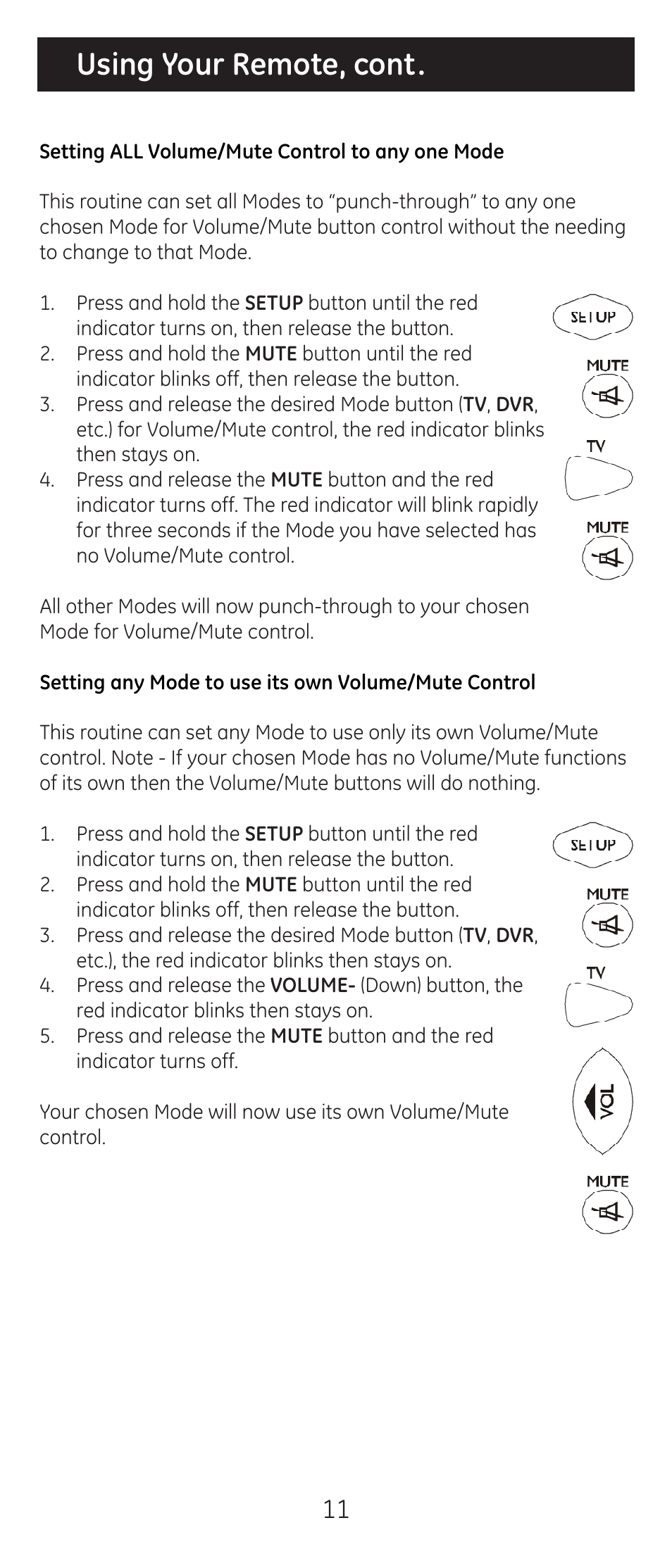 Using your remote, cont | GE 20621 User Manual | Page 11 / 14
