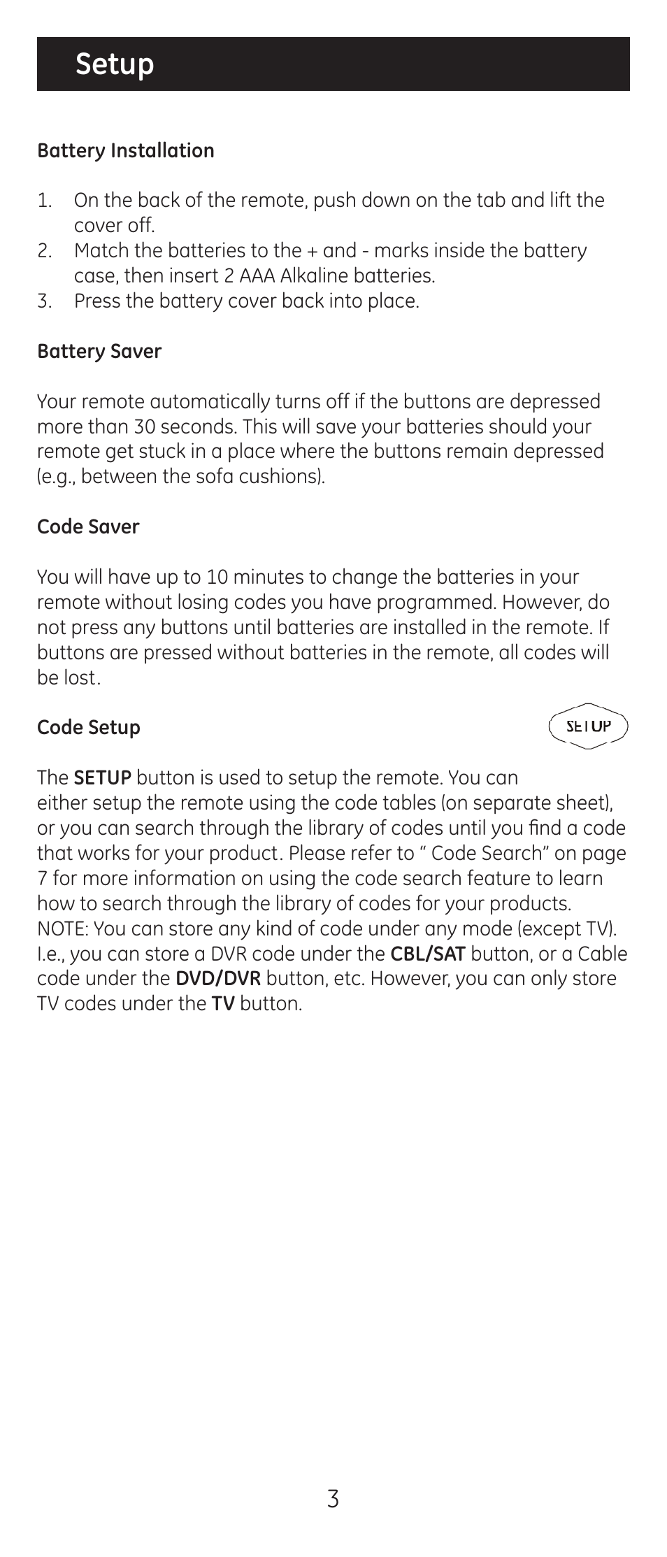 Setup | GE 20621 User Manual | Page 3 / 14