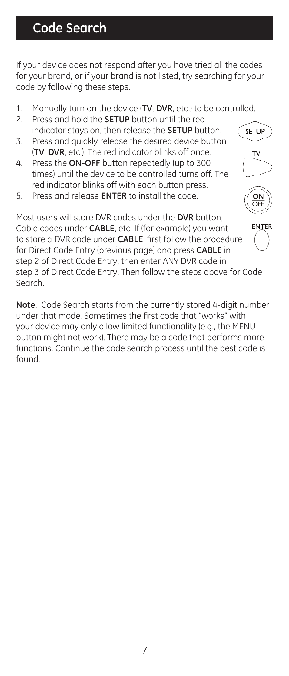 Code search | GE 20621 User Manual | Page 7 / 14