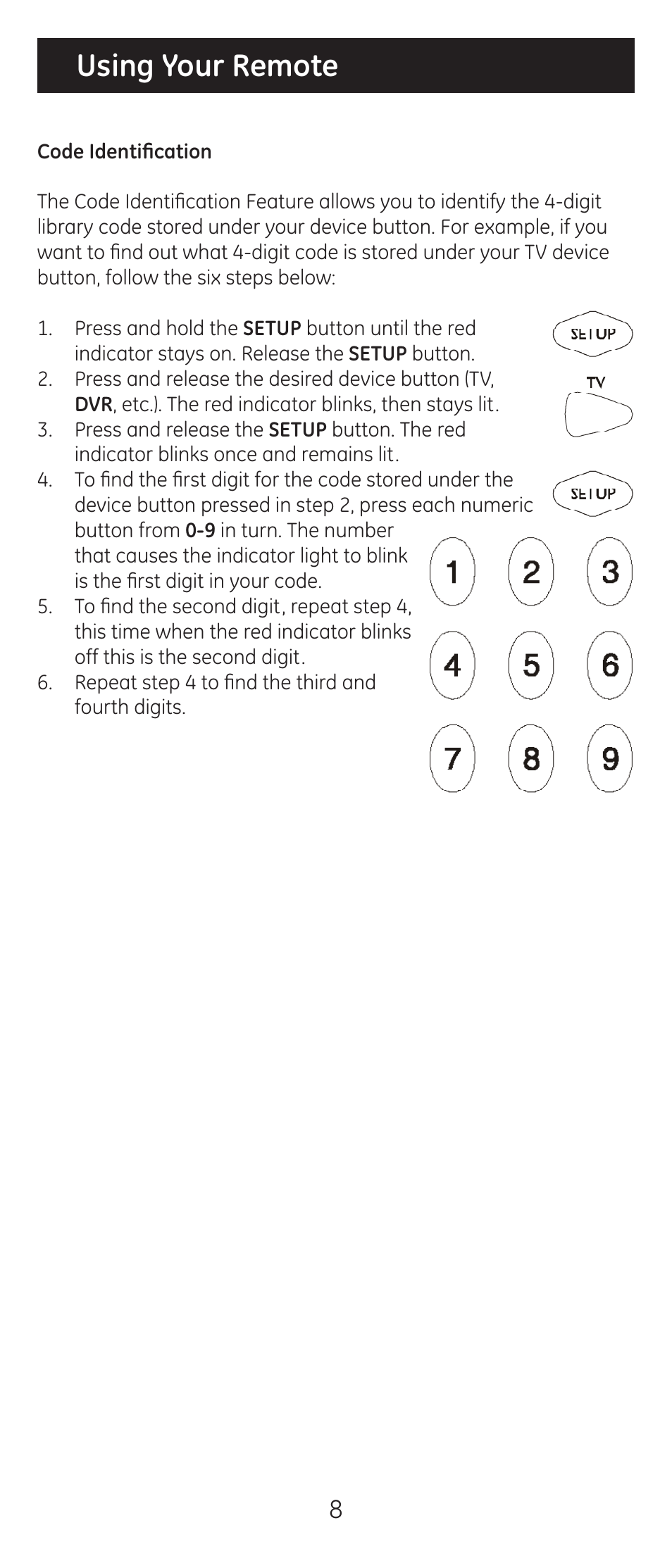 Using your remote | GE 20621 User Manual | Page 8 / 14