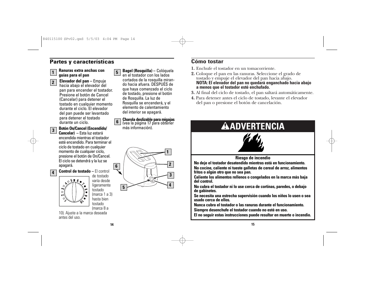 Wadvertencia | GE 840115100 User Manual | Page 8 / 11