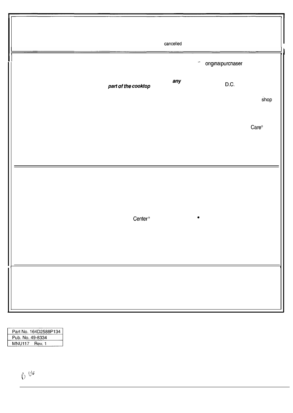 Warranty, Your built-in cooktop, What is covered | What is not covered | GE JGP623ER User Manual | Page 12 / 12