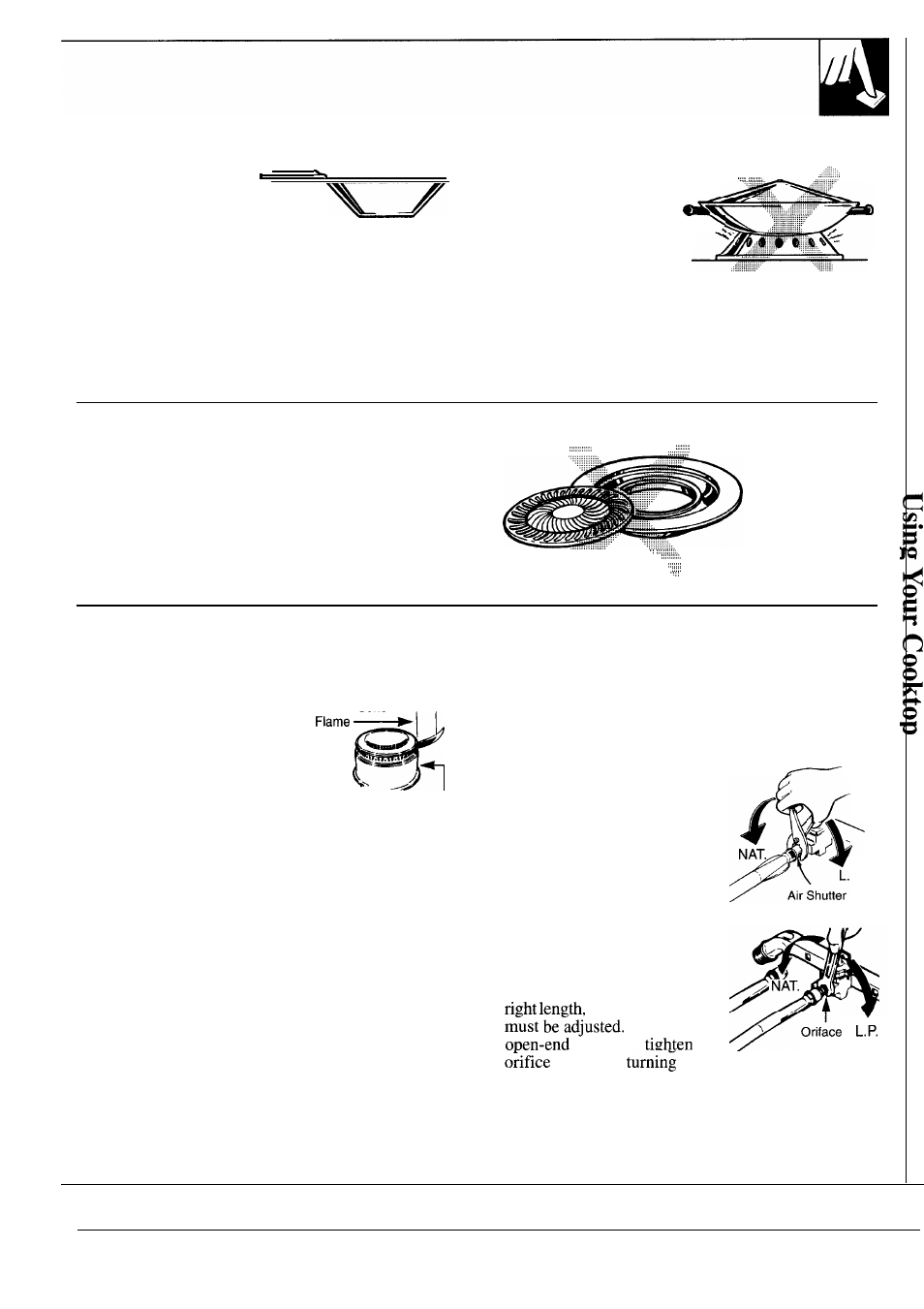 Air adjustment 7, Air adjustment, Wok cooking | Stove top grills | GE JGP623ER User Manual | Page 7 / 12