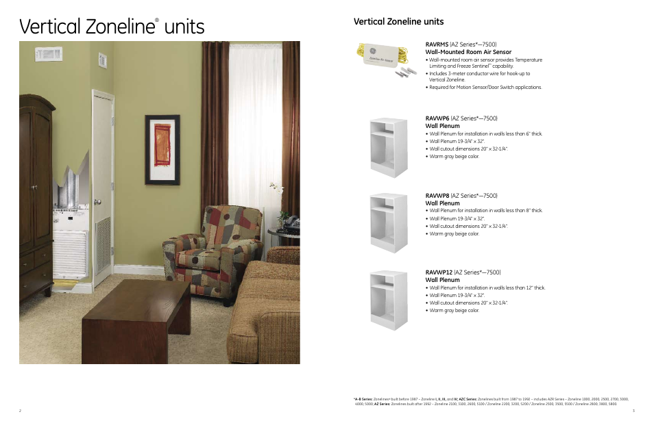 Vertical zoneline, Units, Vertical zoneline units | GE 49218 User Manual | Page 3 / 24