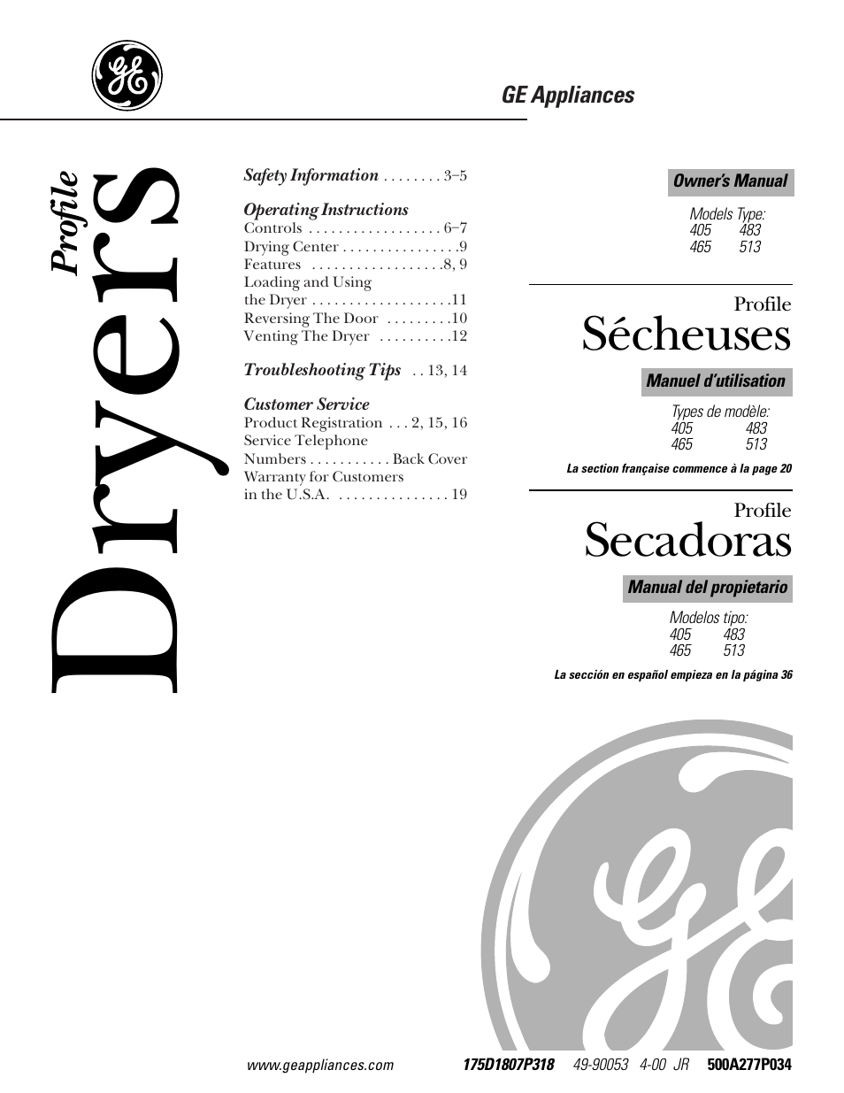 GE Profile 465 User Manual | 52 pages