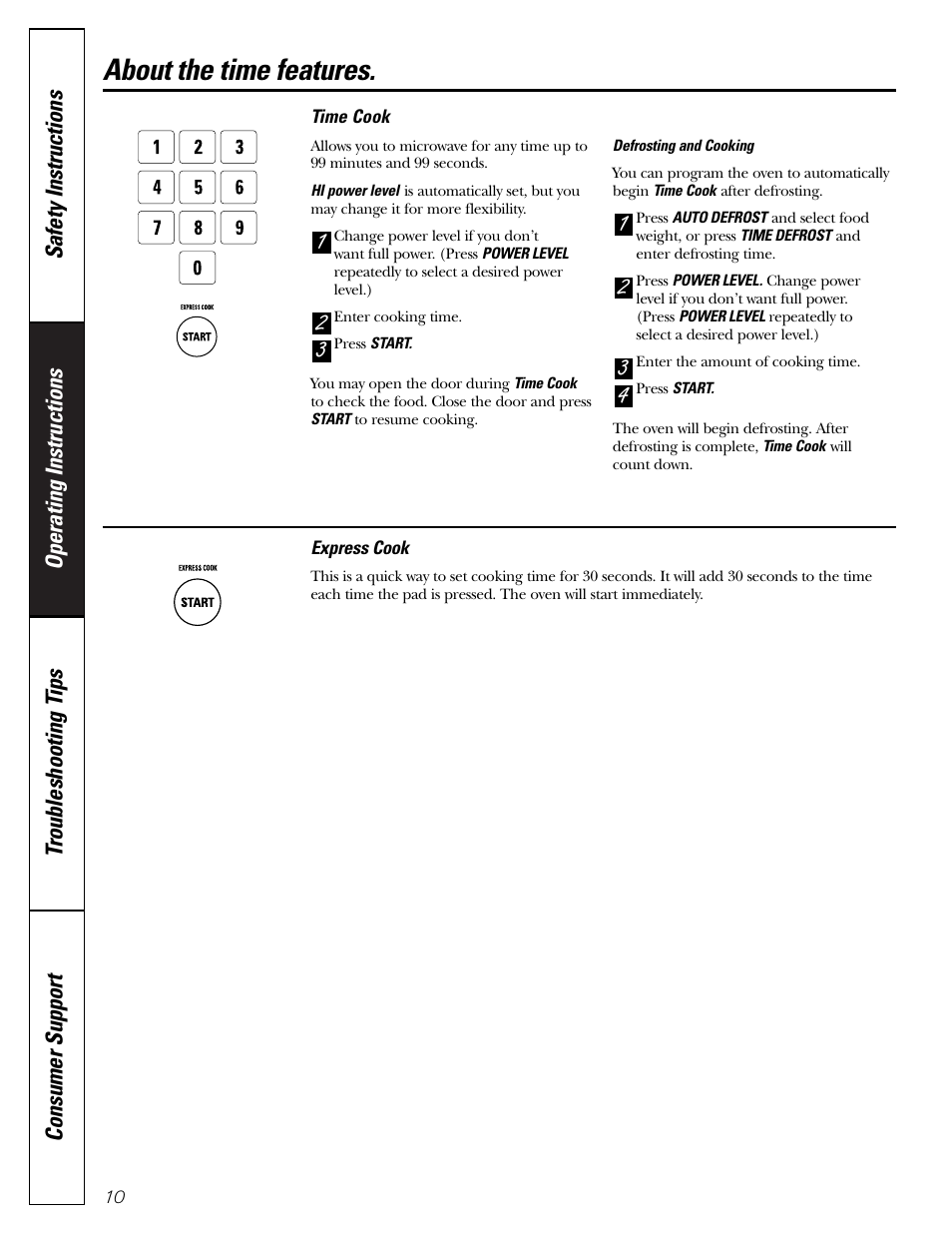 Time features, Time features –12, About the time features | GE JE1140 User Manual | Page 10 / 24