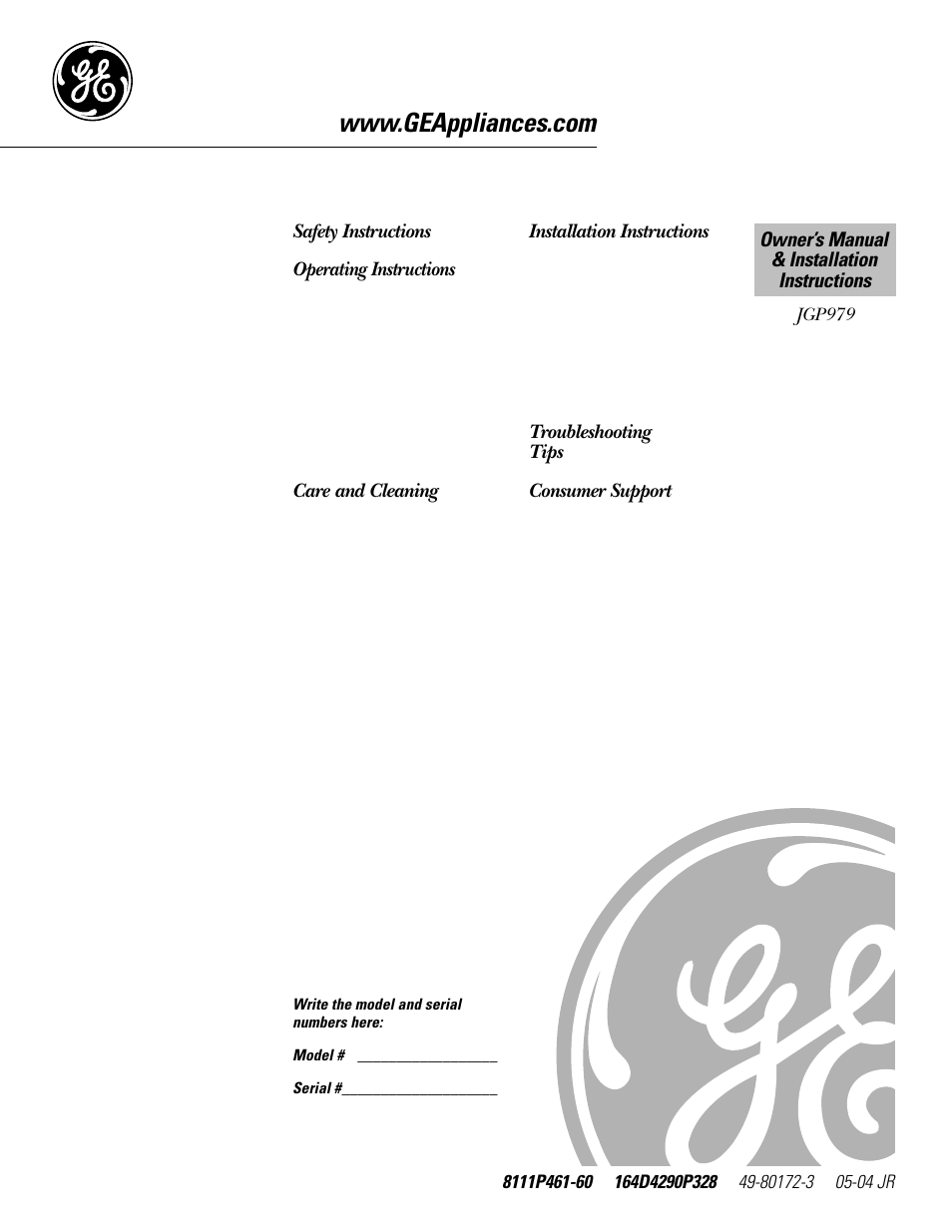 GE JGP979 User Manual | 64 pages