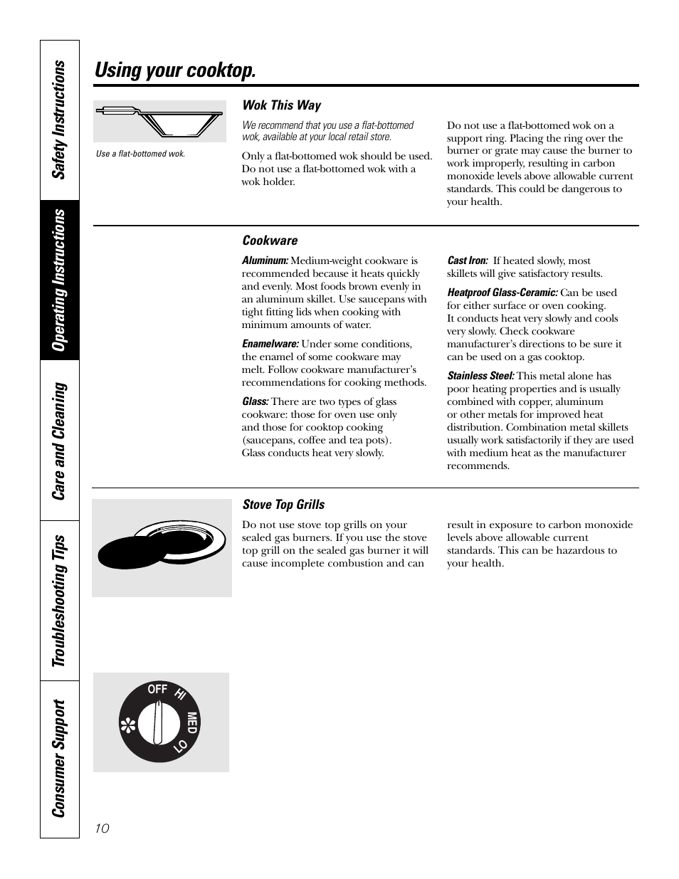 Downdraft vent system, Using your cooktop | GE 49-80388 12-05 JR User Manual | Page 10 / 72