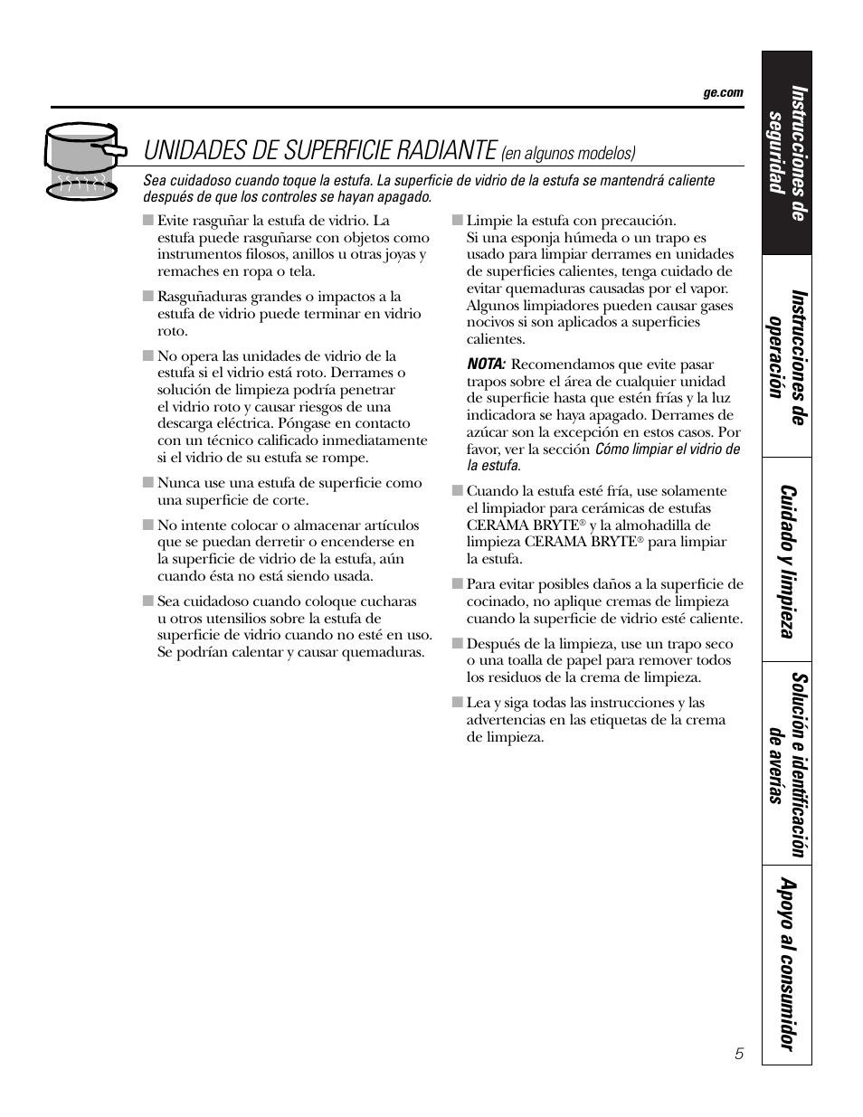 Unidades de superficie radiante | GE 49-80388 12-05 JR User Manual | Page 41 / 72