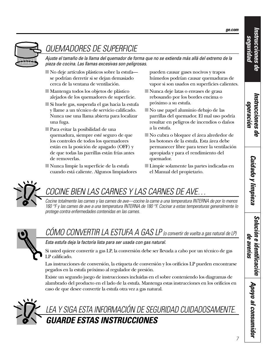 Cómo convertir la estufa a gas lp | GE 49-80388 12-05 JR User Manual | Page 43 / 72