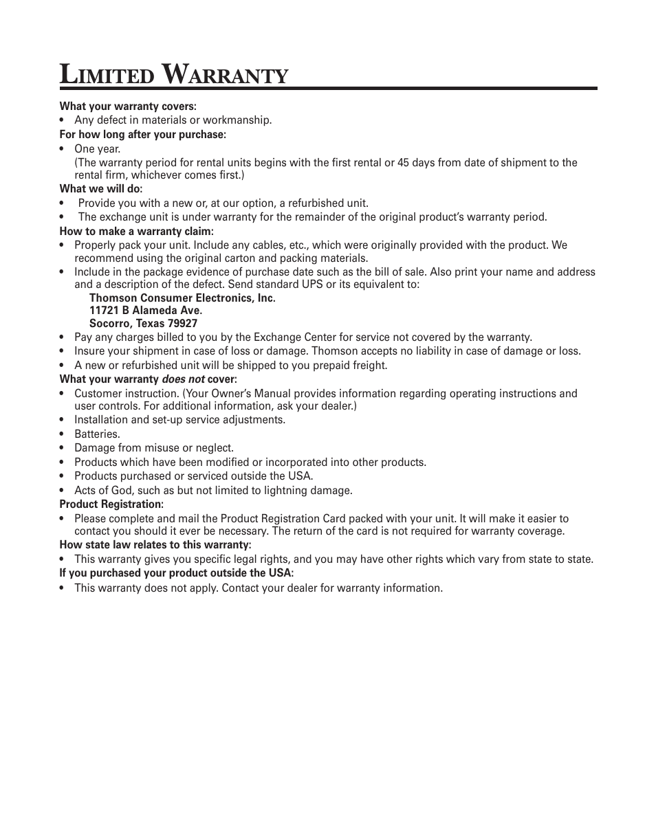 Imited, Arranty | GE 2-9921 User Manual | Page 21 / 22