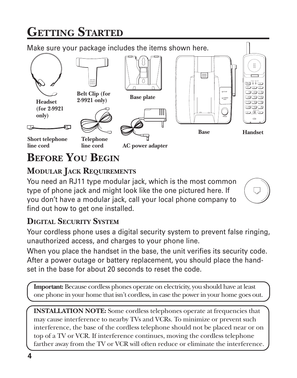 Getting started, Etting, Tarted | Efore, Egin, Odular, Equirements, Igital, Ecurity, Ystem | GE 2-9921 User Manual | Page 4 / 22