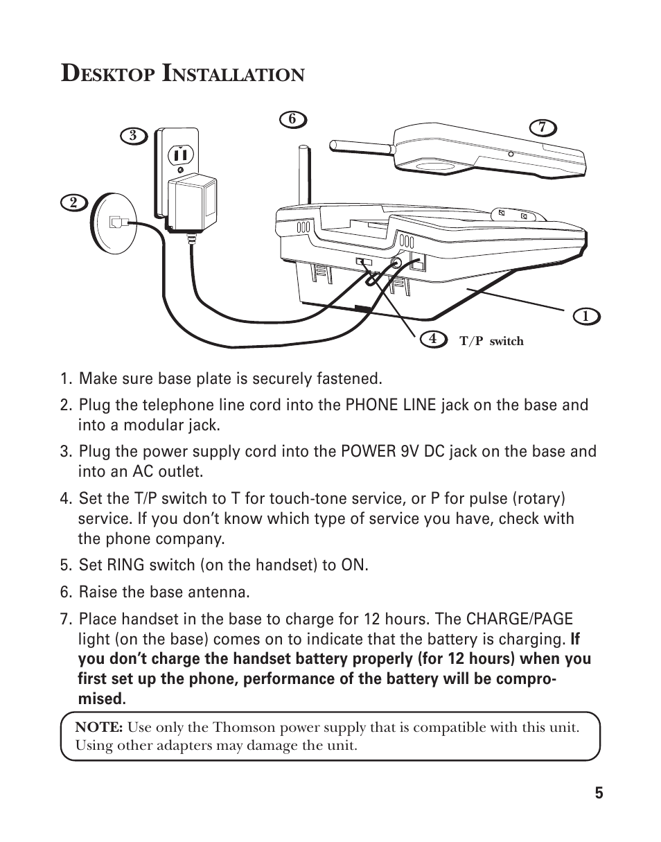 Desktop installation | GE 2-9921 User Manual | Page 5 / 22