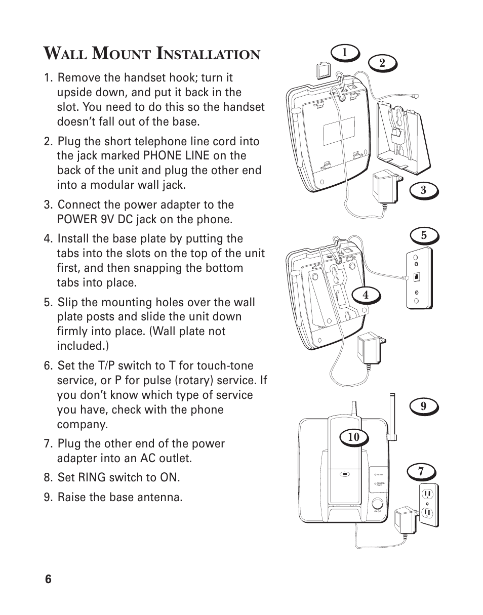 Wall mount installation | GE 2-9921 User Manual | Page 6 / 22