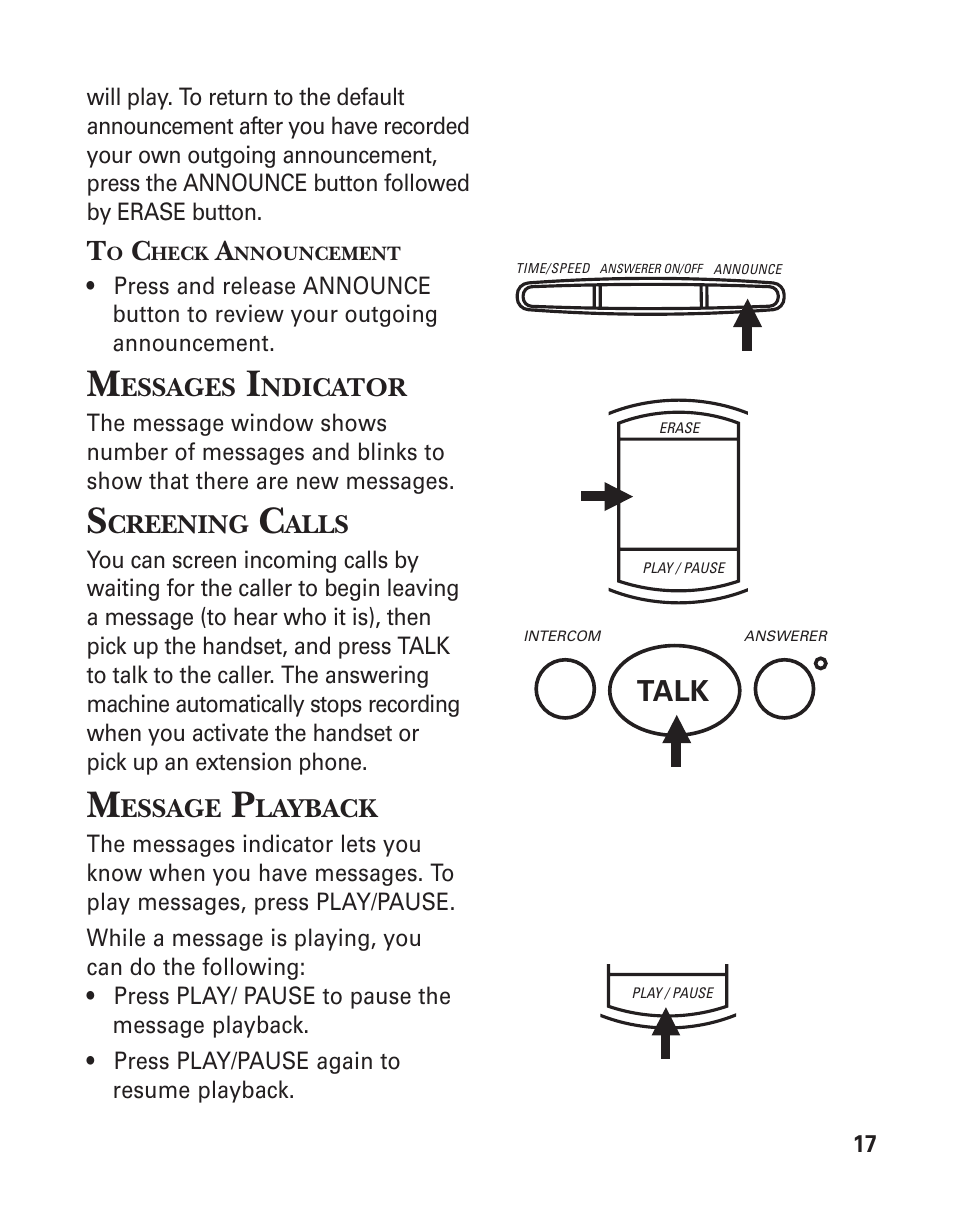 Talk | GE 2-920SST User Manual | Page 17 / 32