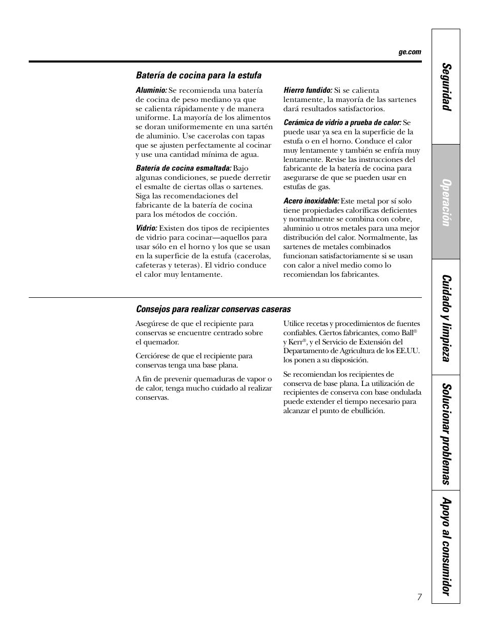 Batería de cocina | GE JGP321 User Manual | Page 39 / 64