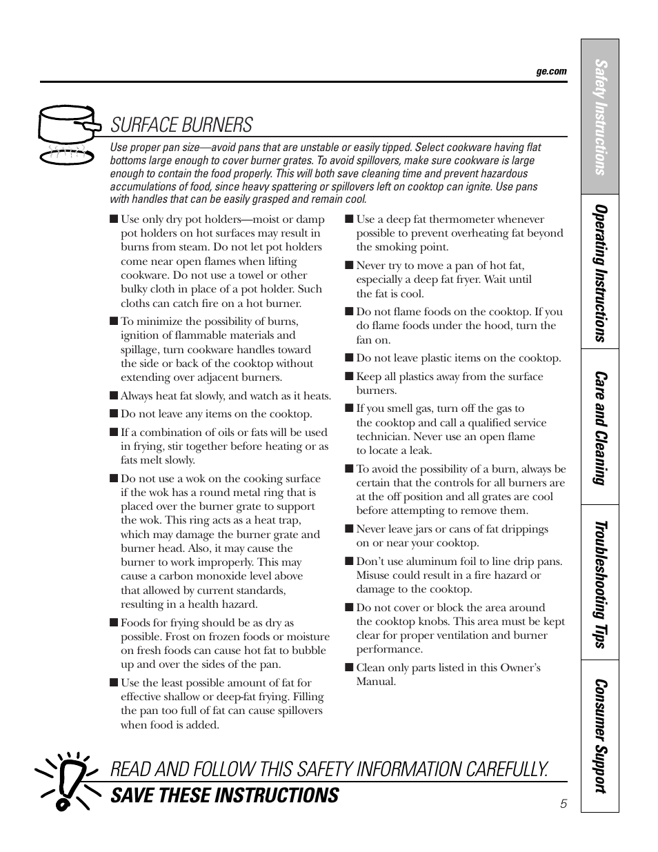 GE JGP321 User Manual | Page 5 / 64