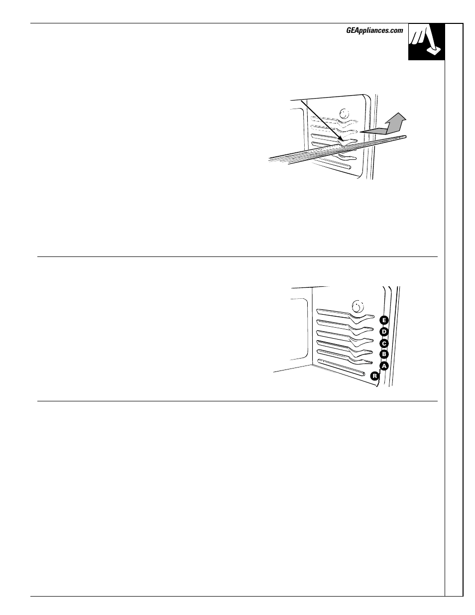 Shelves, Shelves –15, 26, Using y our oven | GE EGR3001 User Manual | Page 13 / 52