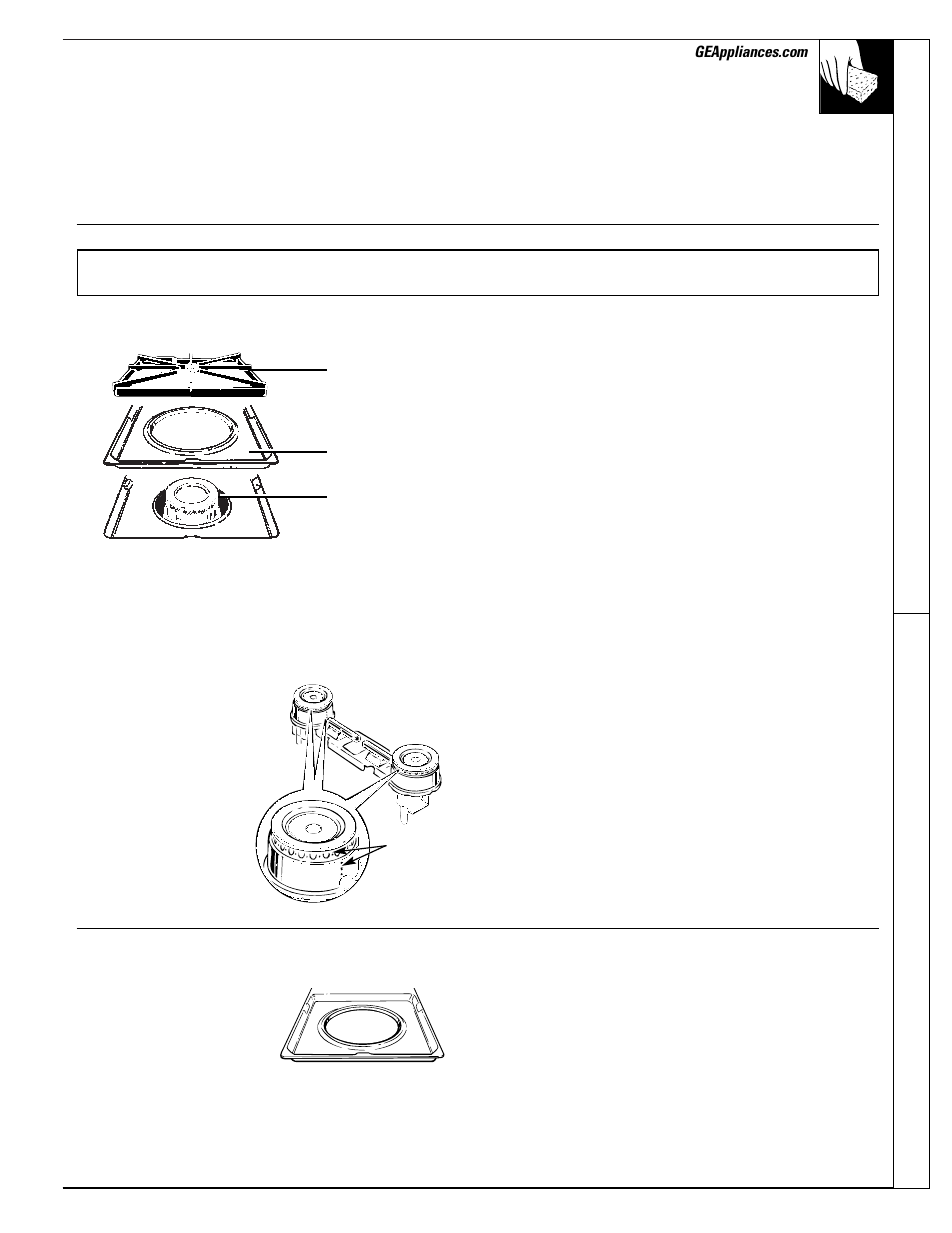 Care and cleaning, Burner assembly, Burner assembly , 30 | GE EGR3001 User Manual | Page 29 / 52