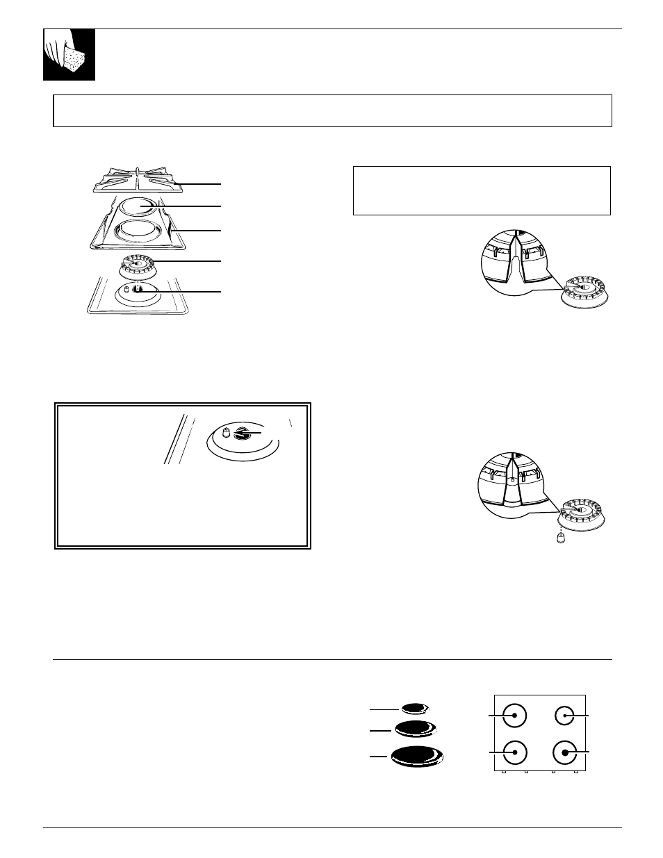 Care and cleaning, Sealed burner assemblies, Burner heads | Burner caps | GE EGR3001 User Manual | Page 30 / 52