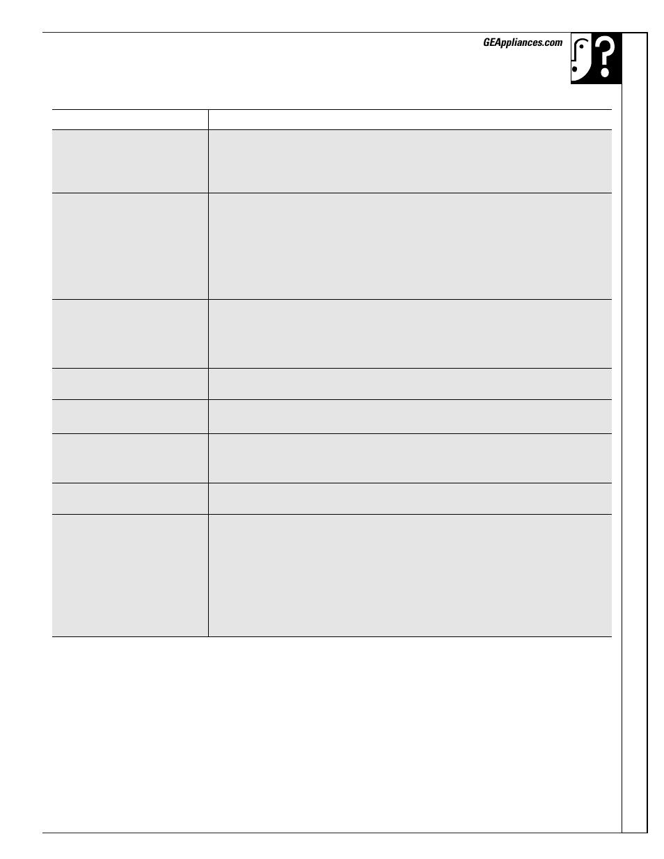 Befor e y ou call for service | GE EGR3001 User Manual | Page 47 / 52