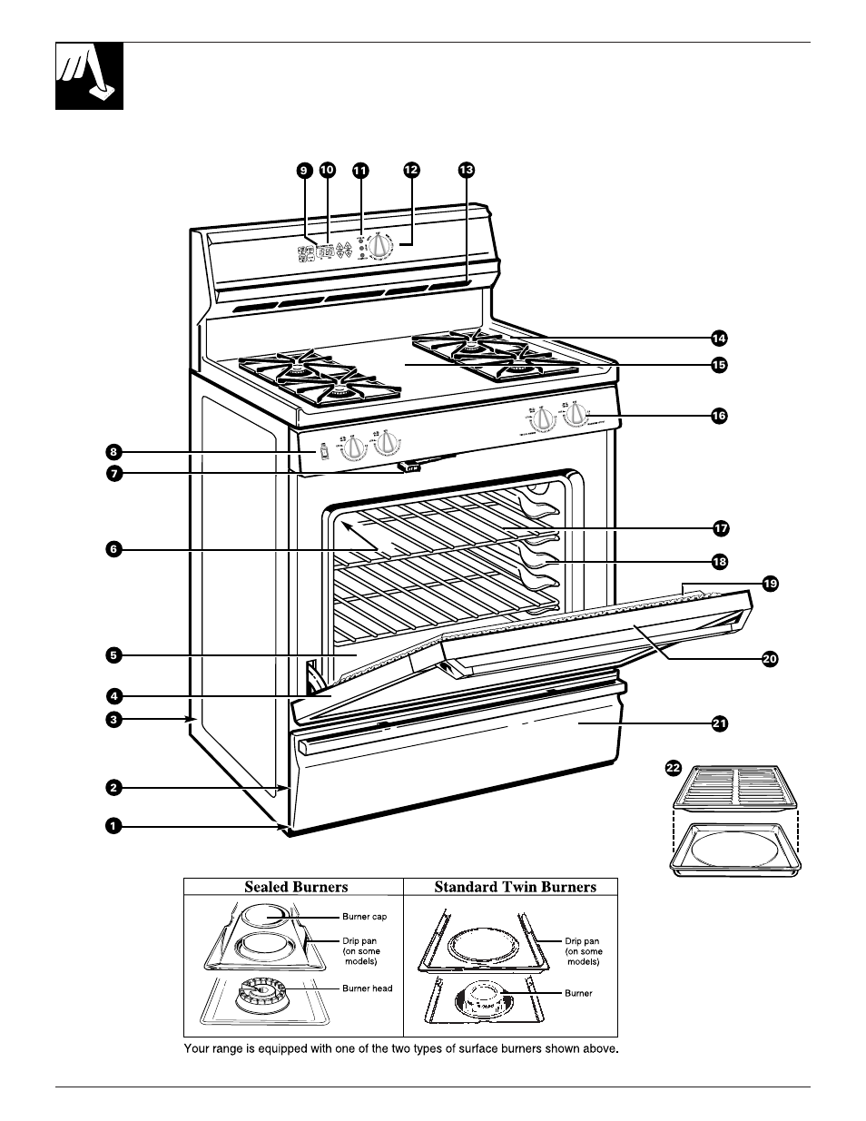 Features, Features , 7, 6features of your range | GE EGR3001 User Manual | Page 6 / 52