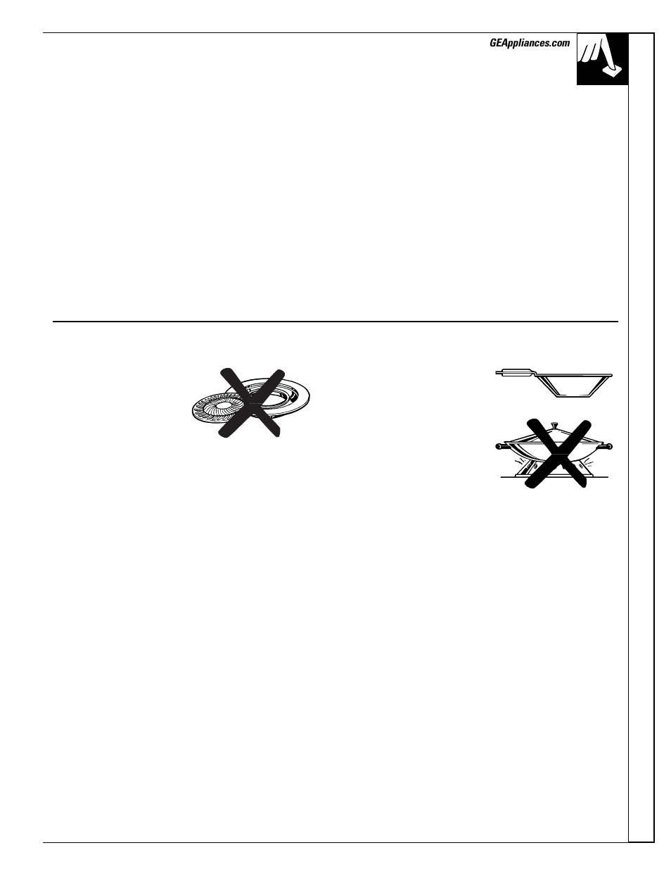 Flame size, Flame size , 42, 9surface cooking | Surface cooking | GE EGR3001 User Manual | Page 9 / 52