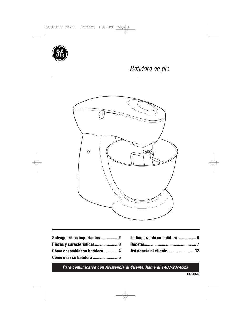 Batidora de pie | GE 840104500 User Manual | Page 13 / 24