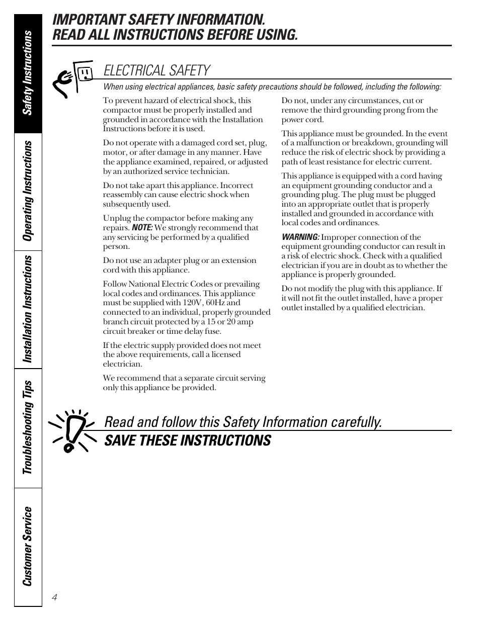 GE GCG1520 User Manual | Page 4 / 20