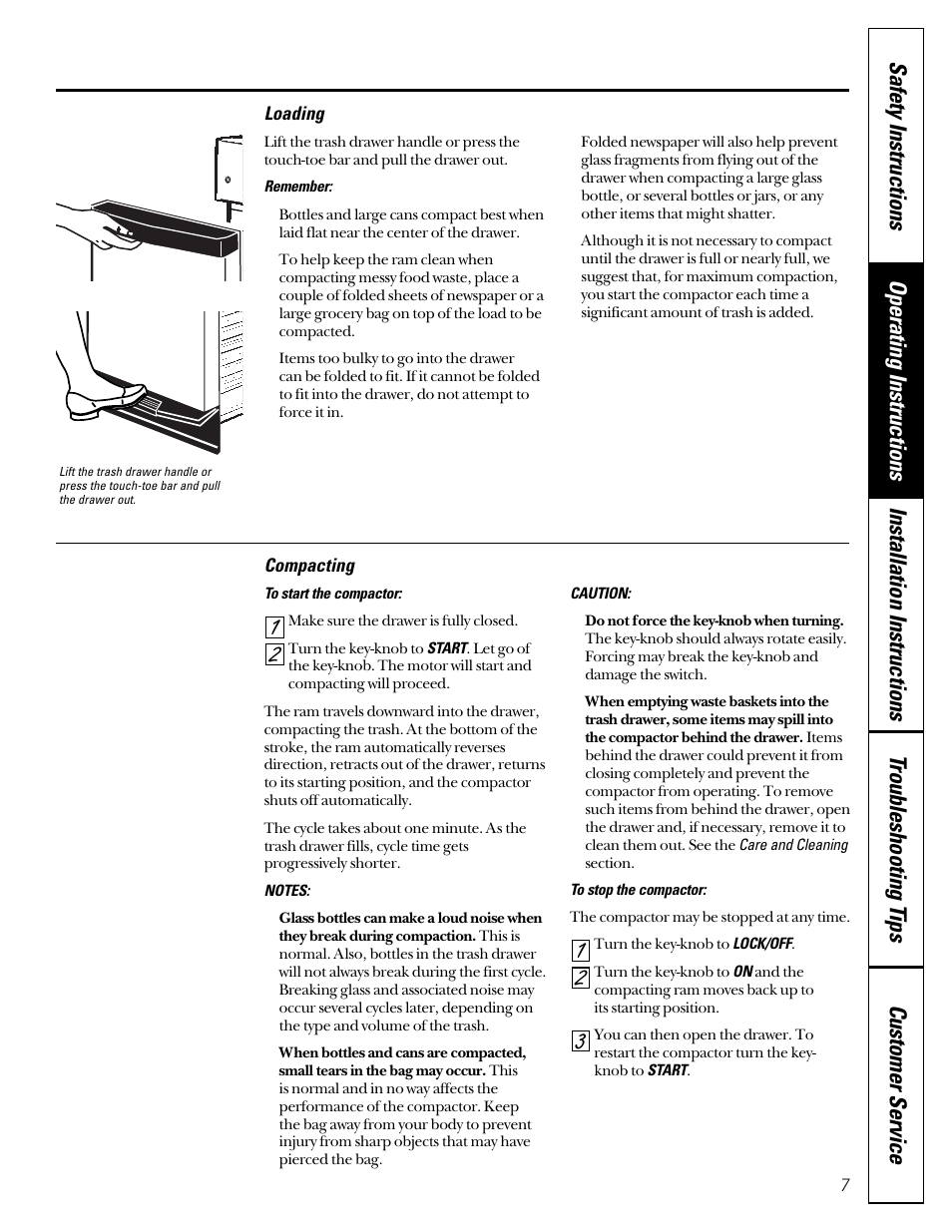 Loading, Compacting, Loading compacting | GE GCG1520 User Manual | Page 7 / 20