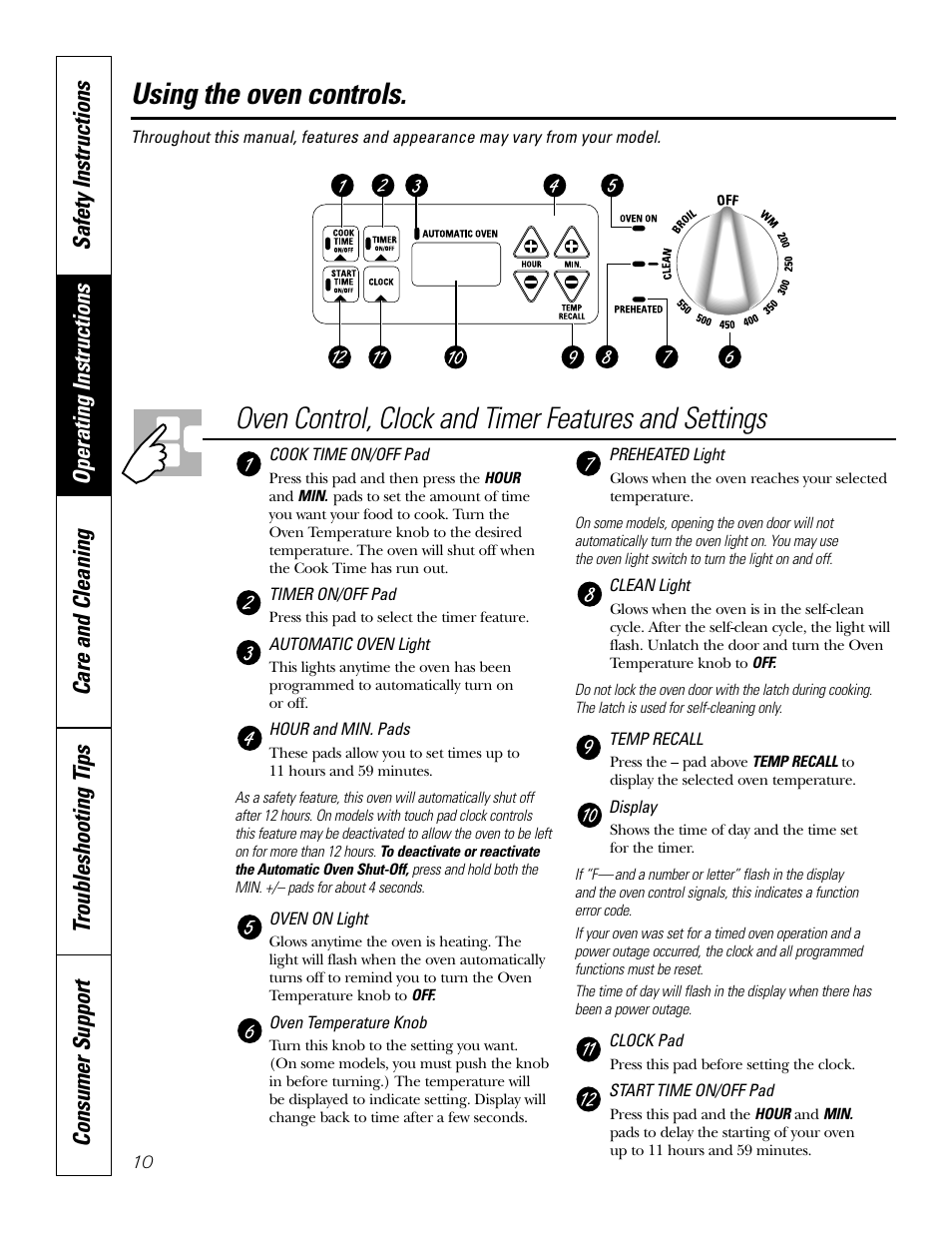 Oven, Oven –18, Using the oven controls | GE EER3002 User Manual | Page 10 / 32