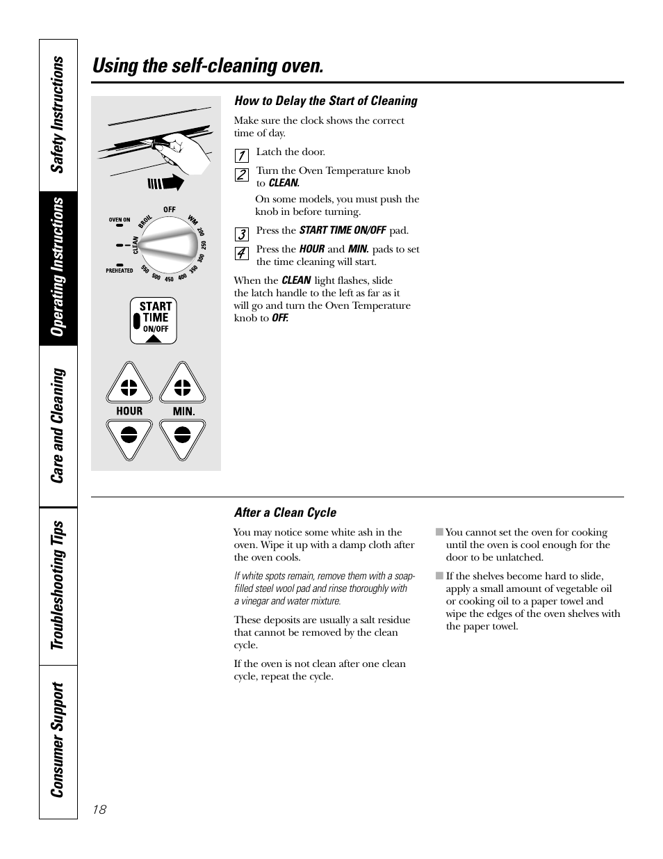 Using the self-cleaning oven | GE EER3002 User Manual | Page 18 / 32