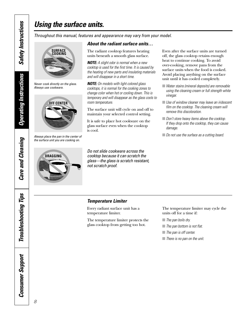 Using the surface units | GE EER3002 User Manual | Page 8 / 32