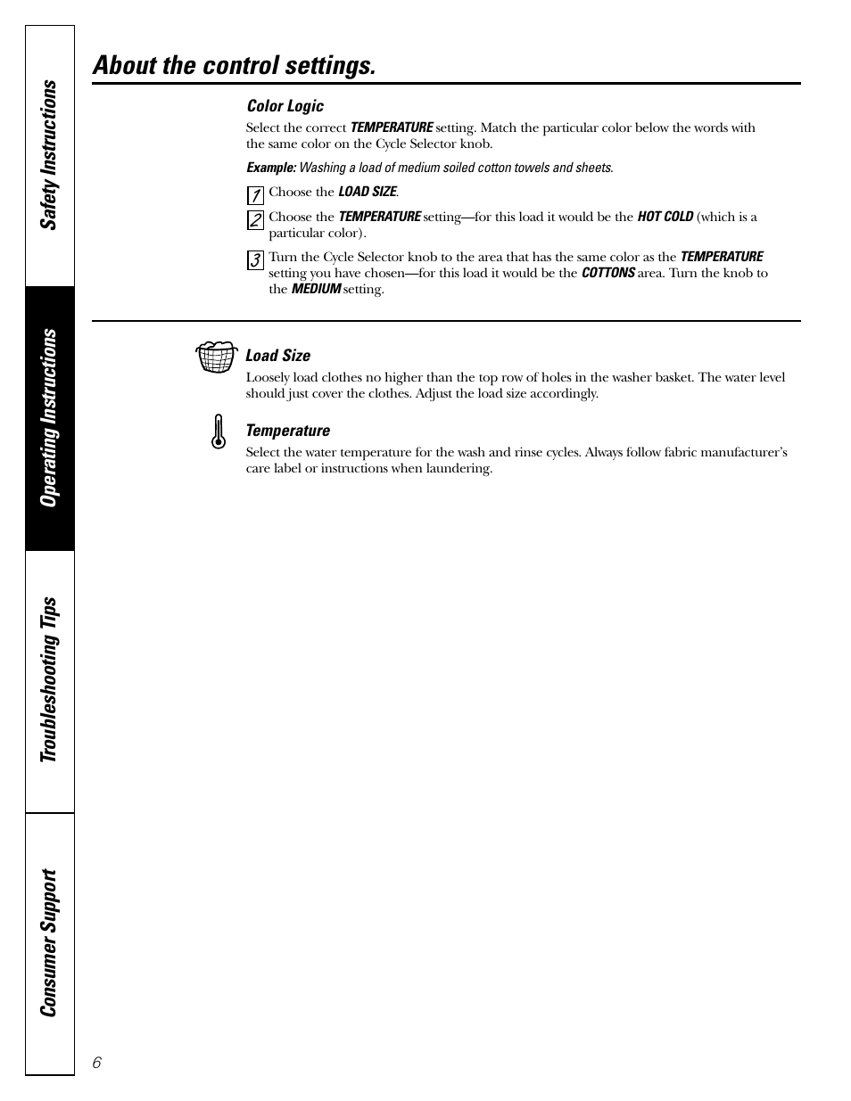 Control settings, Control settings , 7, 32 1 about the control settings | GE EWA4500 User Manual | Page 6 / 16