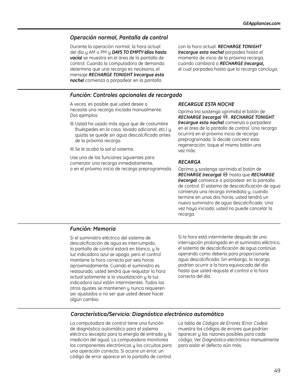 Funciones | GE GXSF4OH User Manual | Page 49 / 64