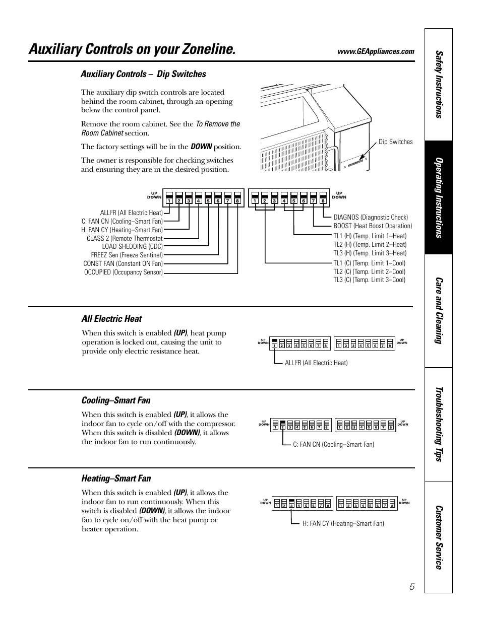 Auxiliary controls, Auxiliary controls –9, Auxiliary controls on your zoneline | GE 5500 User Manual | Page 5 / 24