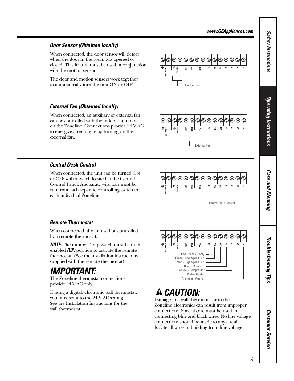 Important, Caution | GE 5500 User Manual | Page 9 / 24