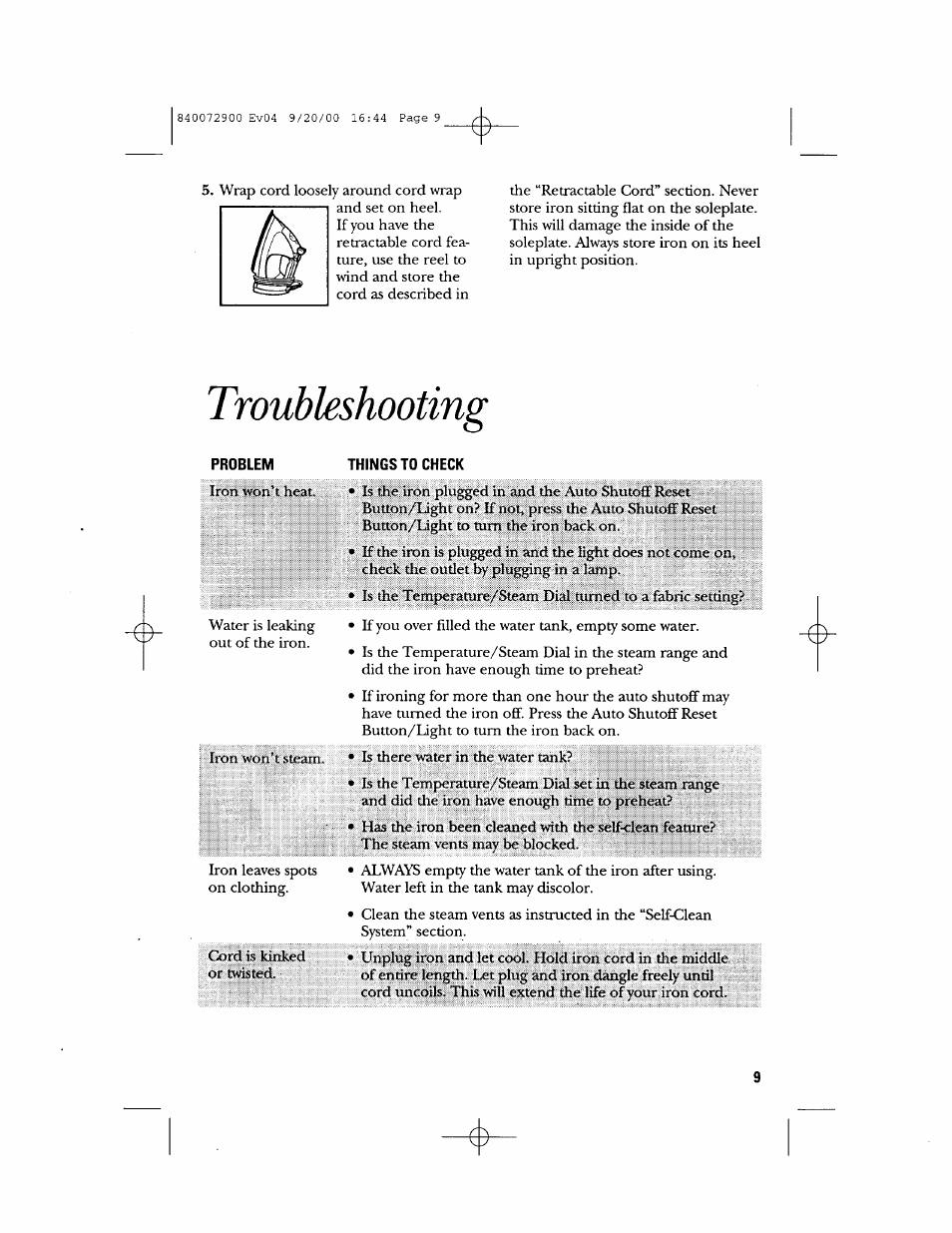Problem, Things to check, Troubleshooting | GE 840072900 User Manual | Page 9 / 20