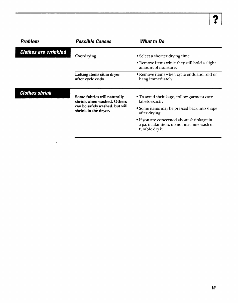 Overdrying, Letting items sit in dryer after cycle ends | GE DDSR475GT User Manual | Page 19 / 24