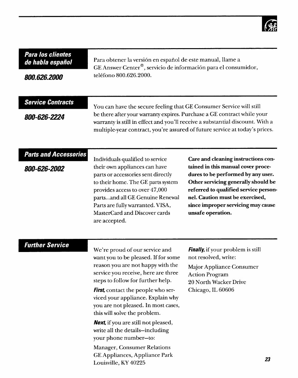 GE DDSR475GT User Manual | Page 23 / 24