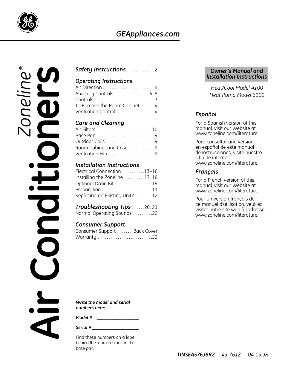 GE Zoneline 4100 User Manual | 72 pages