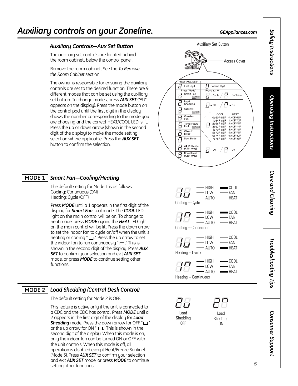 Auxiliary controls, Auxiliary controls –8, Auxiliary controls on your zoneline | GE Zoneline 4100 User Manual | Page 5 / 72