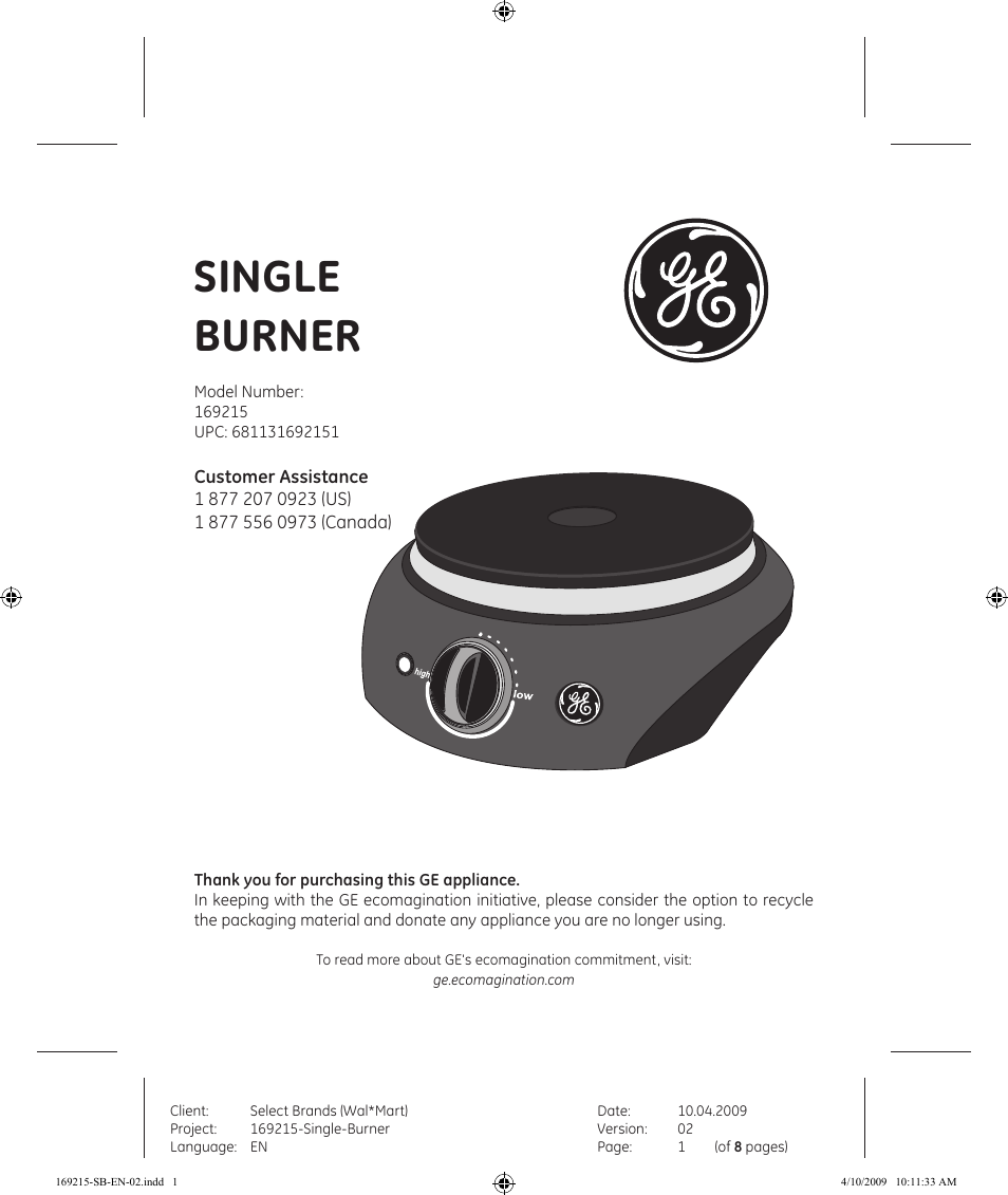 GE 681131692151 User Manual | 8 pages