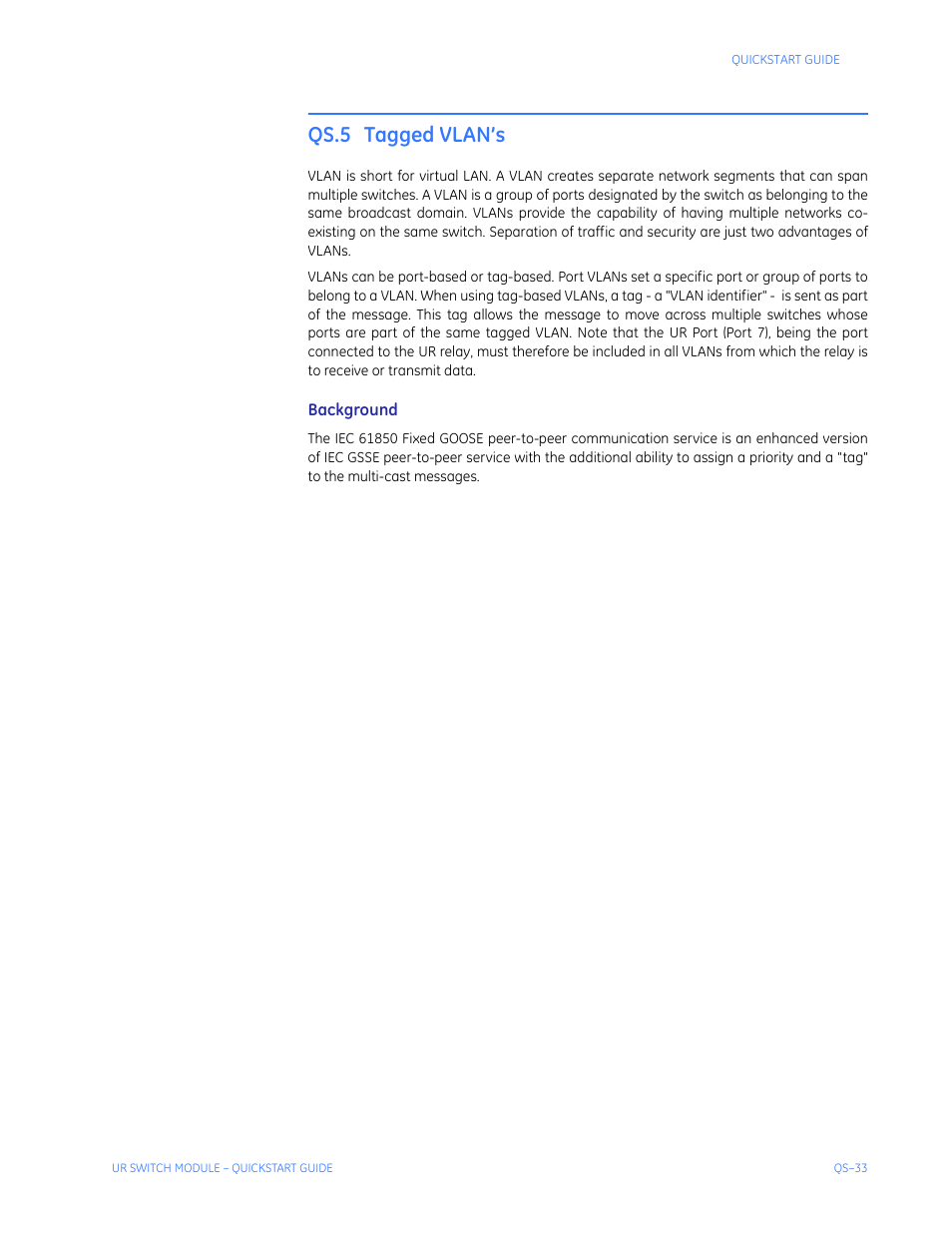 Qs.5 tagged vlan’s | GE QS24 UR User Manual | Page 37 / 58