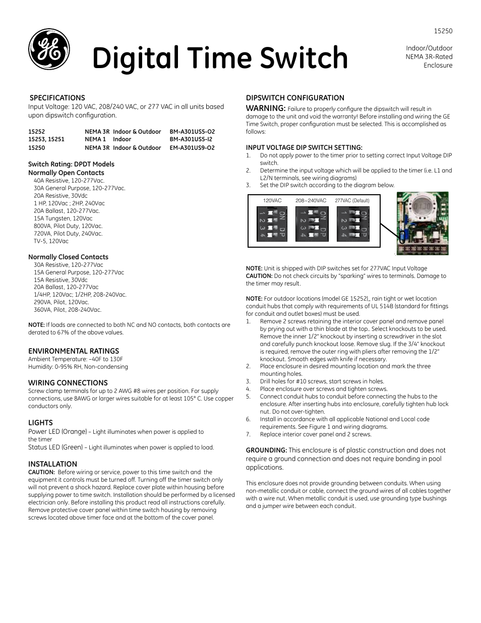 GE 120VAC User Manual | 3 pages