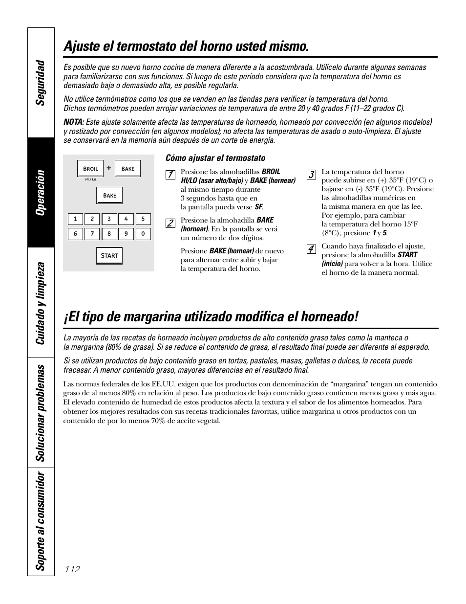 Termostato, Ajuste el termostato del horno usted mismo | GE P2S975 User Manual | Page 112 / 136